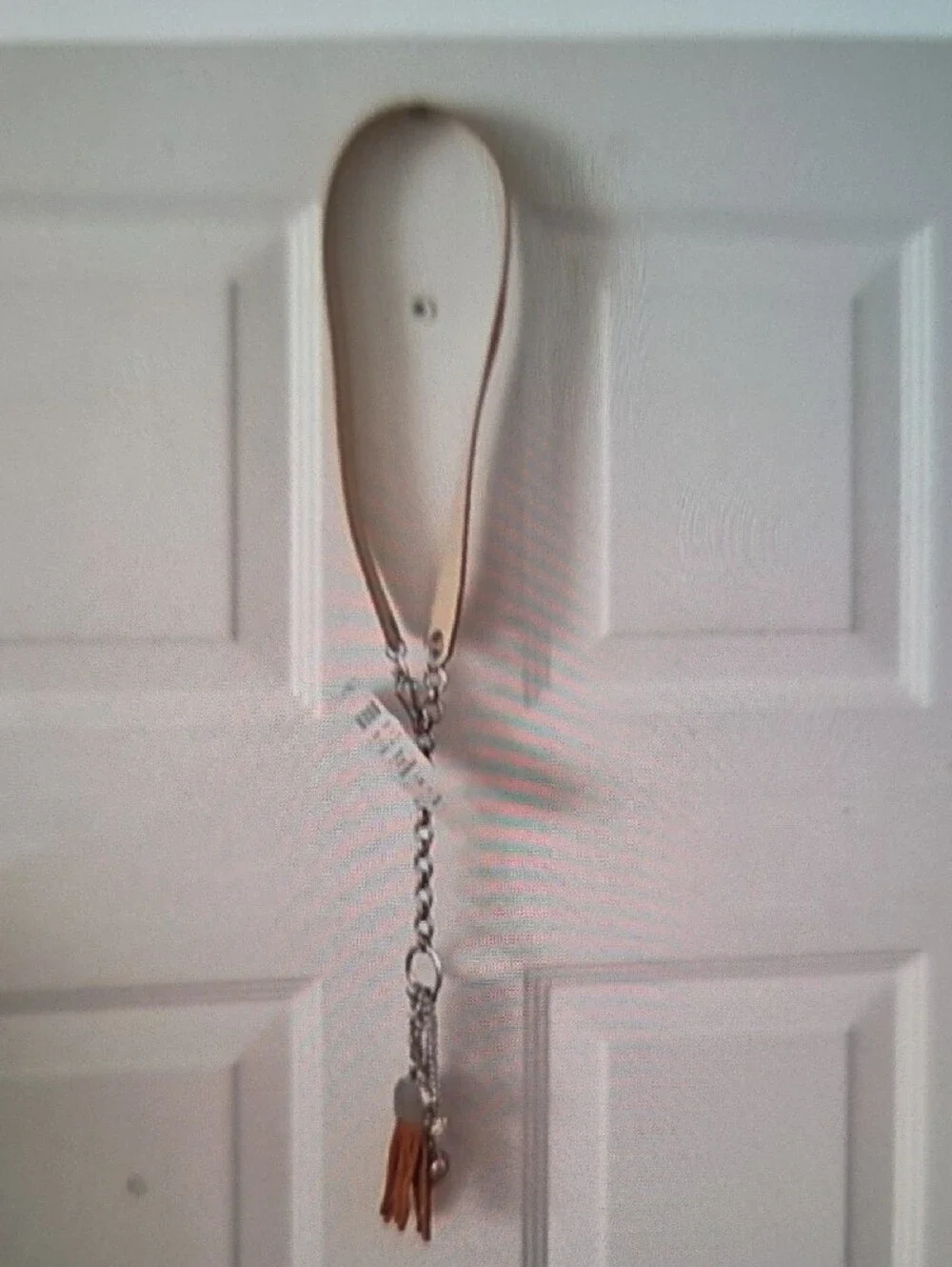 Women’s Tassel Charm Belt - Beige with Silver Hardware